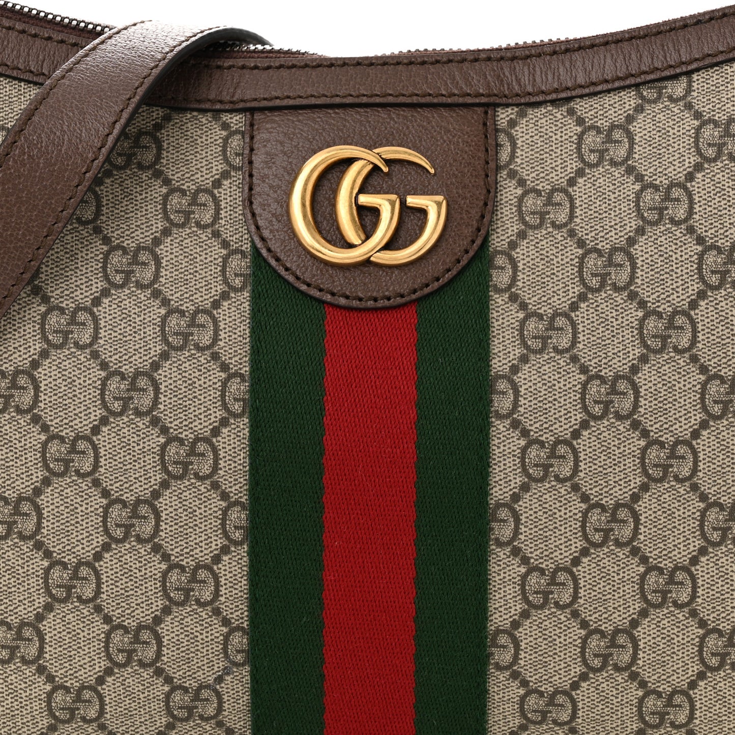 GG Supreme Monogram Web Small Ophidia Half Moon Hobo Brown