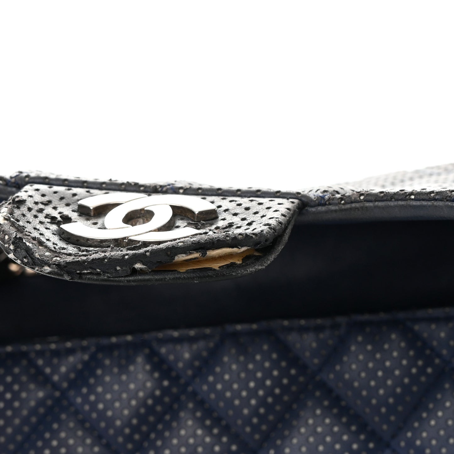 Lambskin Perforated Jumbo Single Flap Blue