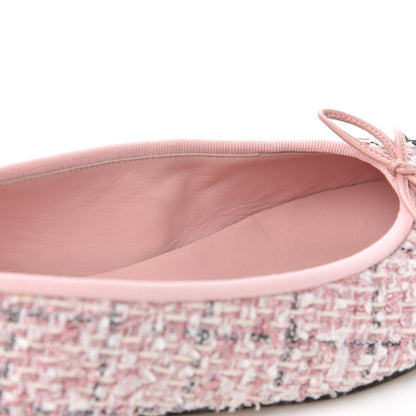 Chanel Tweed Grosgrain Cap Toe Ballerina Flats 38 Pink Black 13 of 17