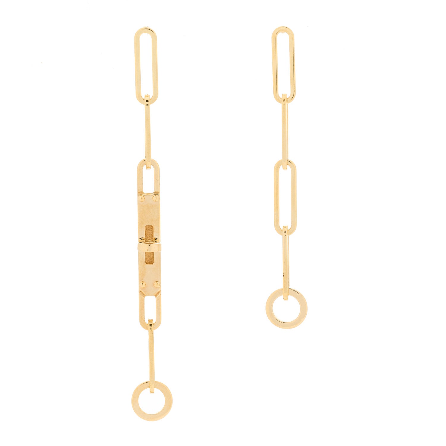 Hermes 18K Yellow Gold TPM Kelly Chaine Earrings 1 of 3