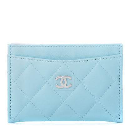Chanel Lambskin Quilted Card Holder Neon Blue 1 of 9