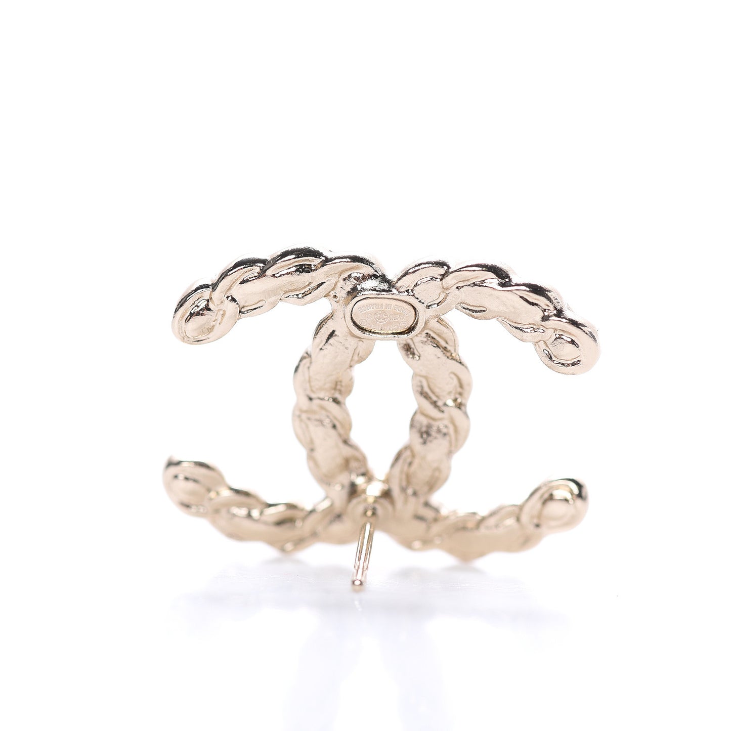 Enamel Metal Chain French New Wave CC Earrings Black Gold