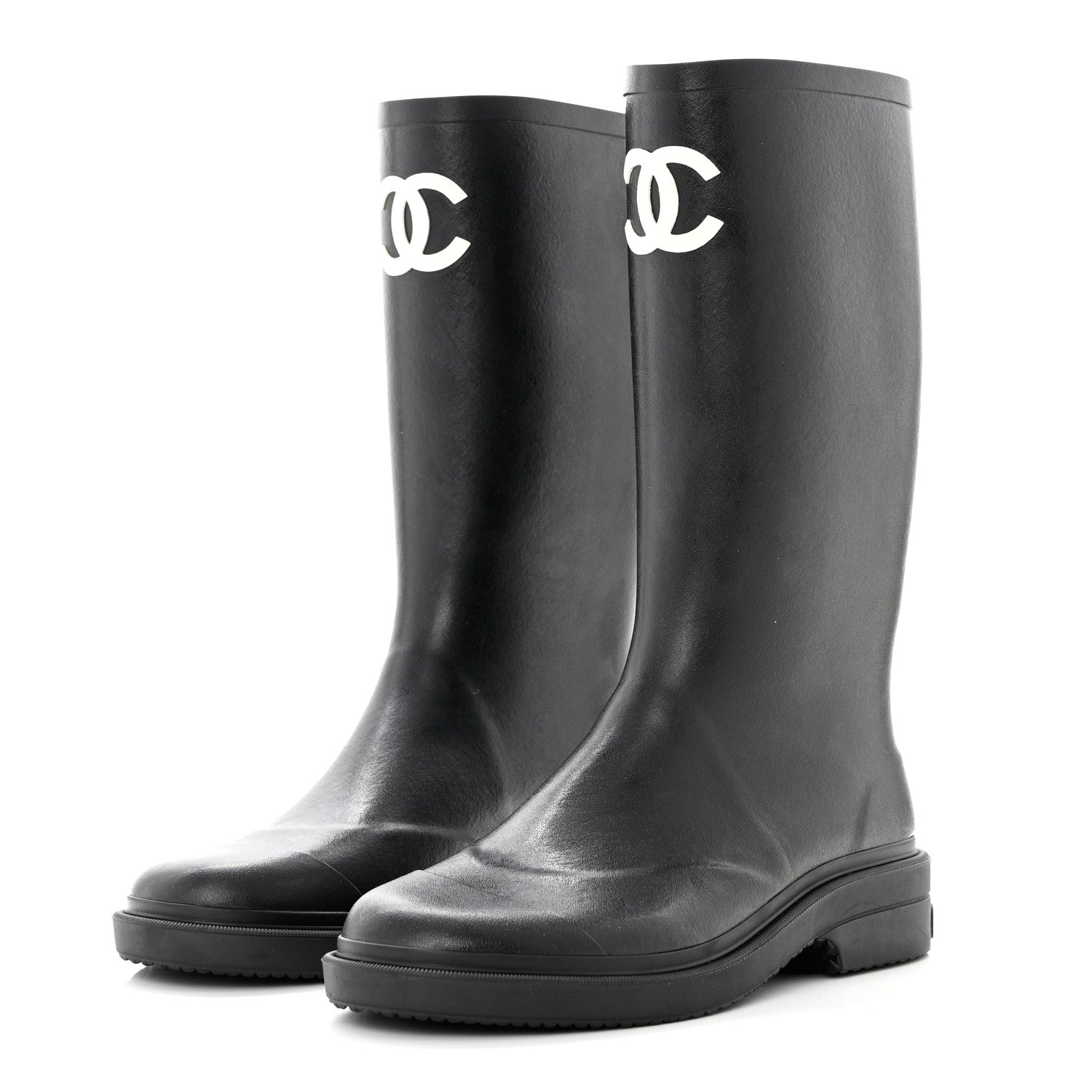 Chanel Caoutchouk CC High Boots 39 Black 3 of 8