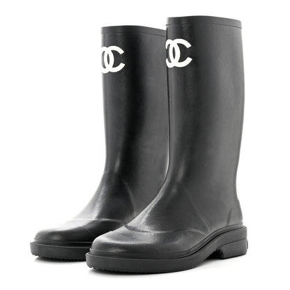 Chanel Caoutchouk CC High Boots 39 Black 3 of 8