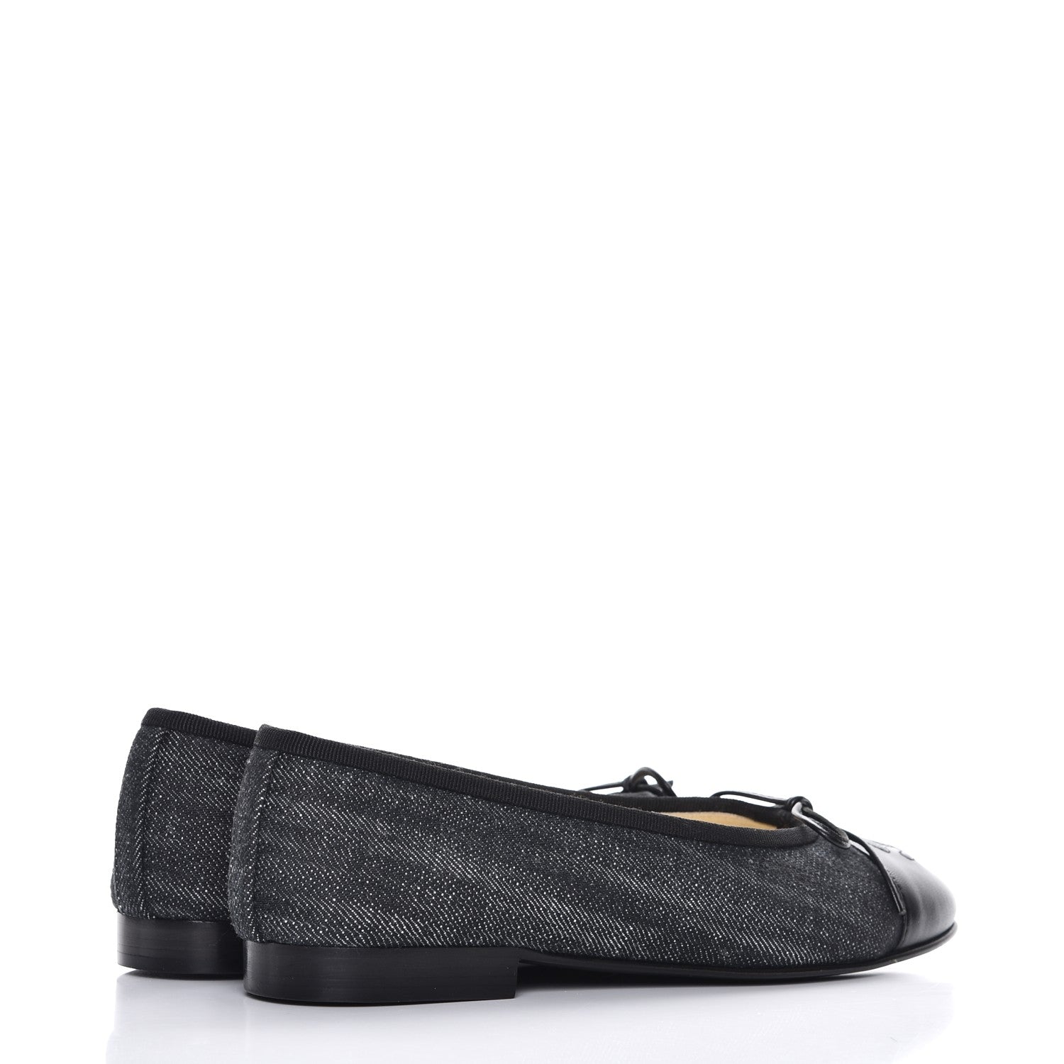 Chanel Denim Lambskin CC Cap Toe Ballerina Flats 35 Black 4 of 10