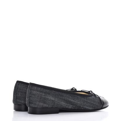 Chanel Denim Lambskin CC Cap Toe Ballerina Flats 35 Black 4 of 10