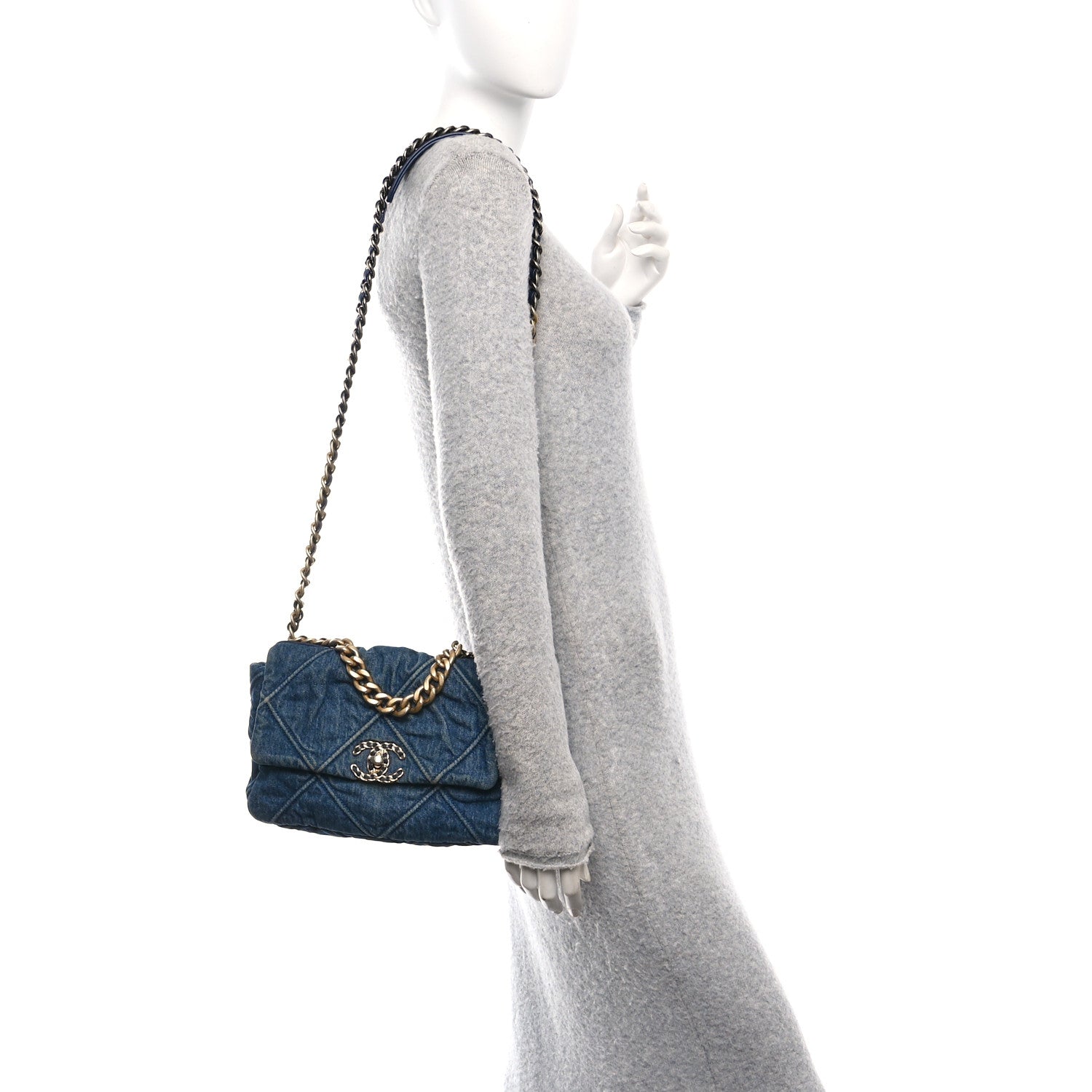 Chanel Denim Quilted Medium Chanel 19 Flap Blue 2 of 10