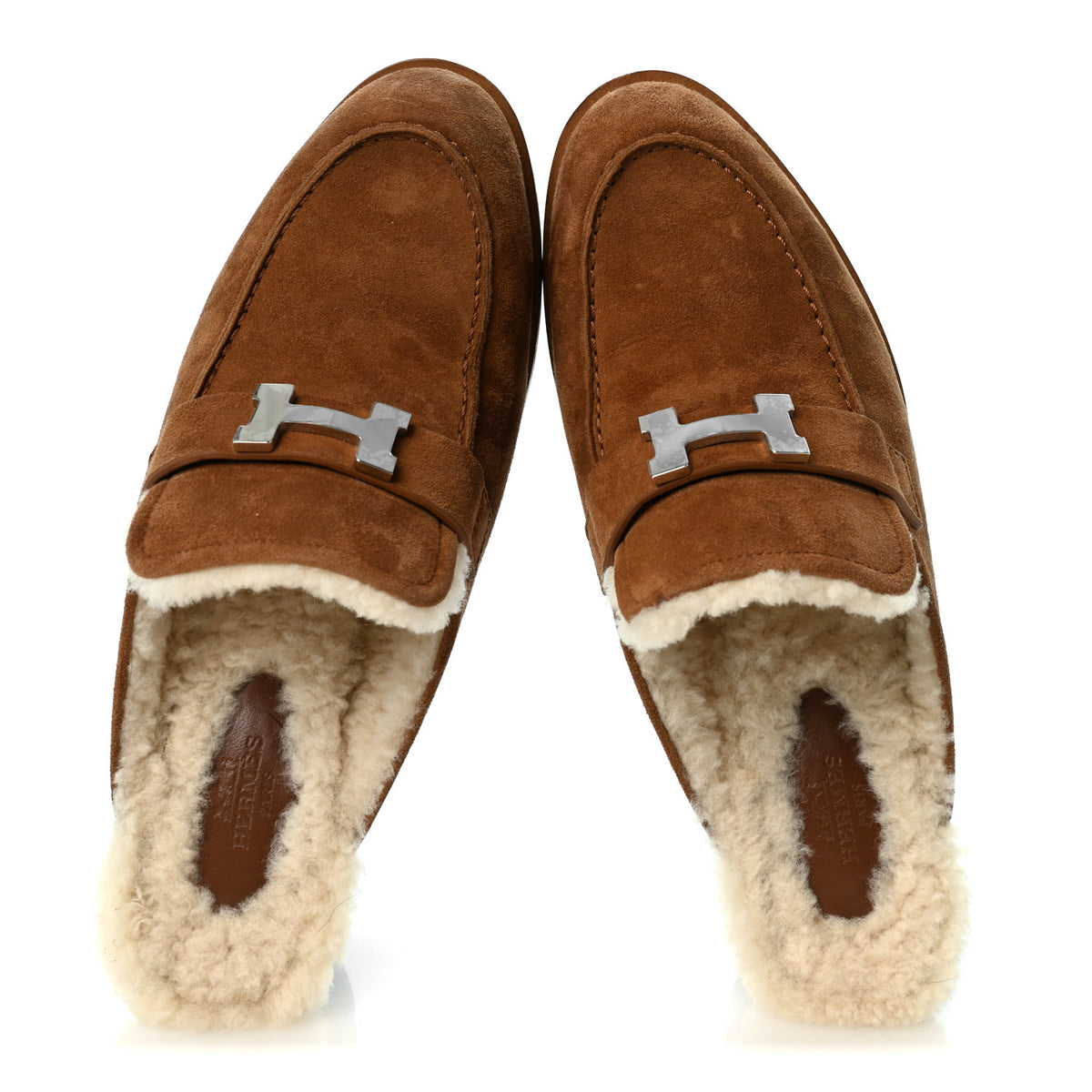 Suede Goatskin Woolskin Flore 60 Mules 39 Brun Amourette Ecru