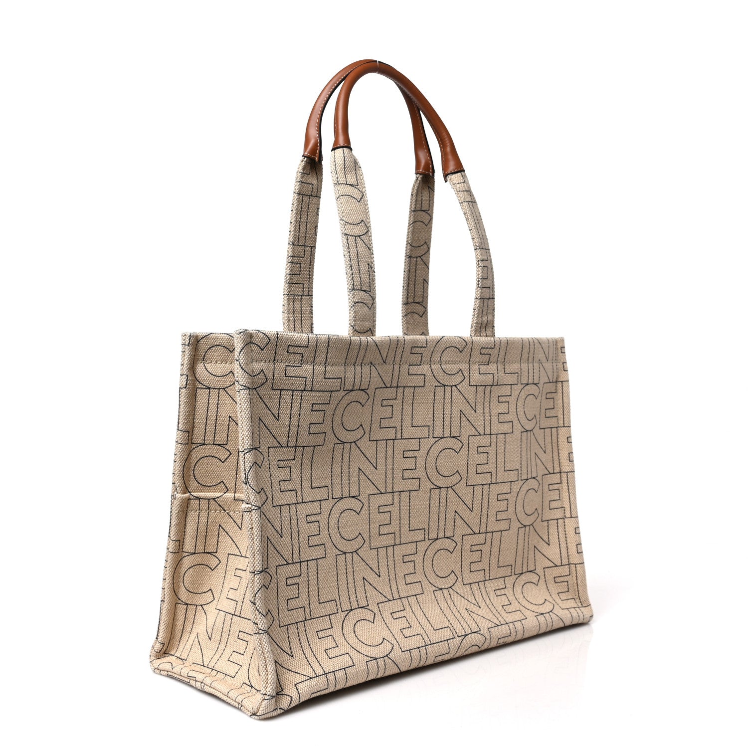 Celine Canvas Calfskin Triomphe Large Cabas Thais Natural Tan 3 of 8
