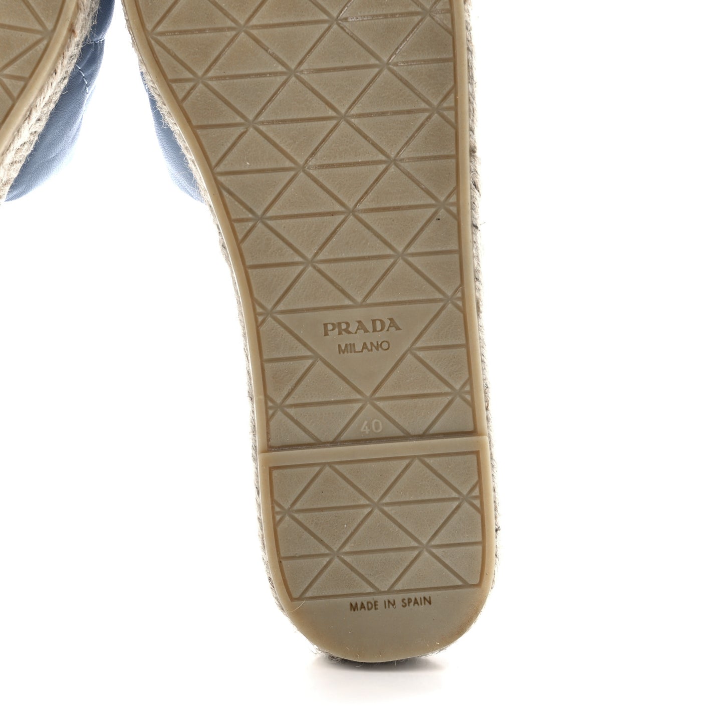 Nappa Logo Quilted Espadrille 20mm Slide Sandals 40 Celeste