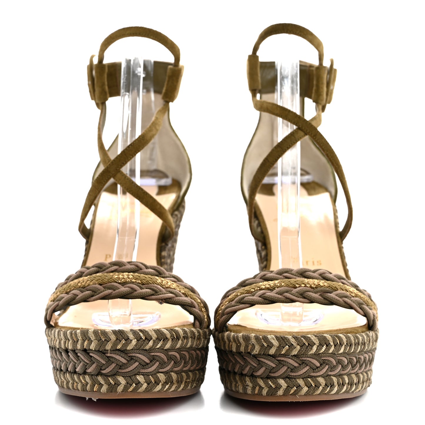 Tresse Veau Velours Bodrum 110 Wedge Sandals 41 Green Tea