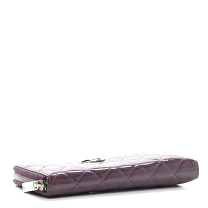 Chanel Patent Quilted Brilliant Zip Around Wallet Purple 4 of 11