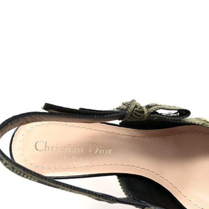 Christian Dior Canvas Ribbon Camouflage Embroidered J'Adior Slingback 65mm Pumps 36.5 Green 8 of 9