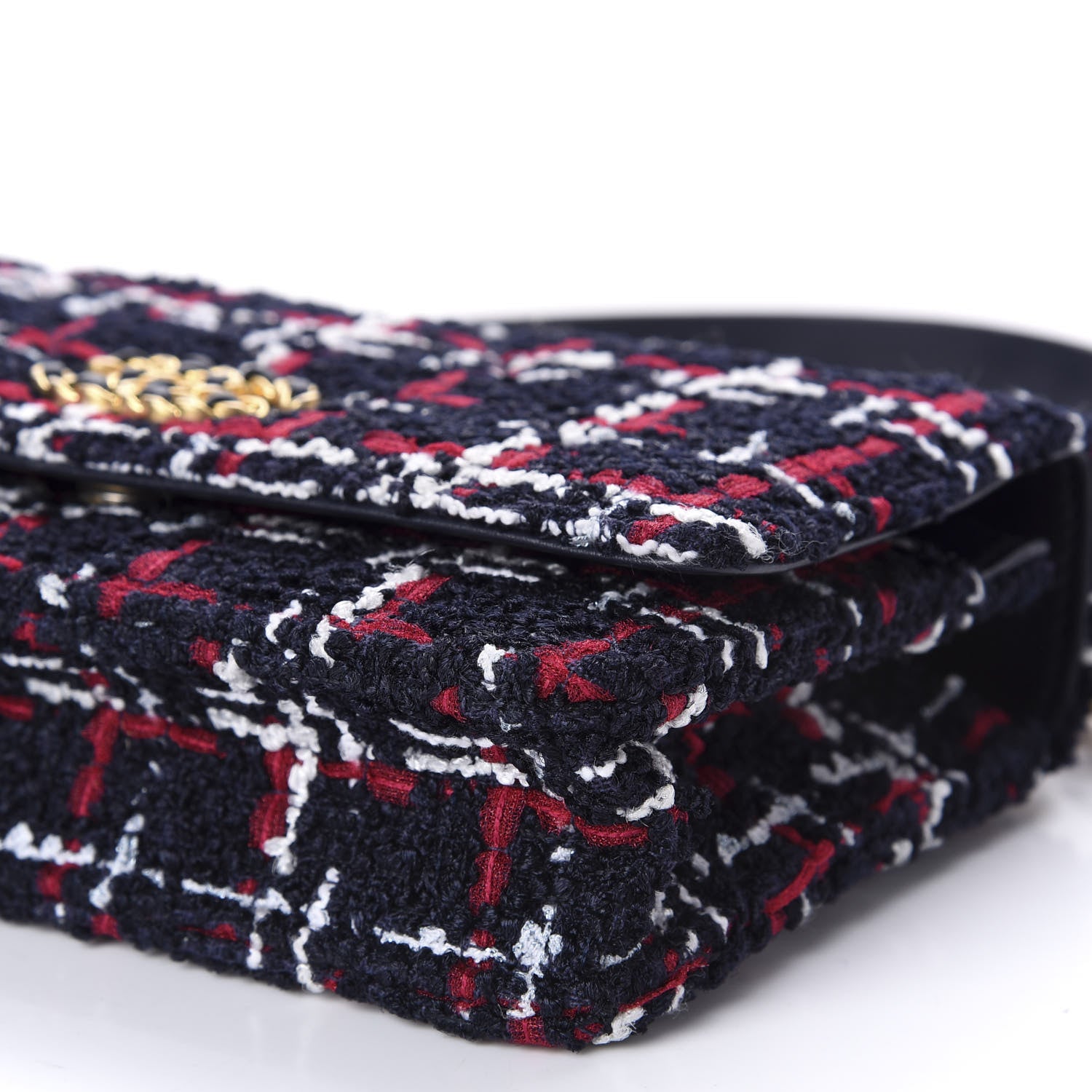 Chanel Wool Tweed Lambskin Quilted 19 Wallet On Chain WOC and Coin Purse Blue White Red 7 of 12