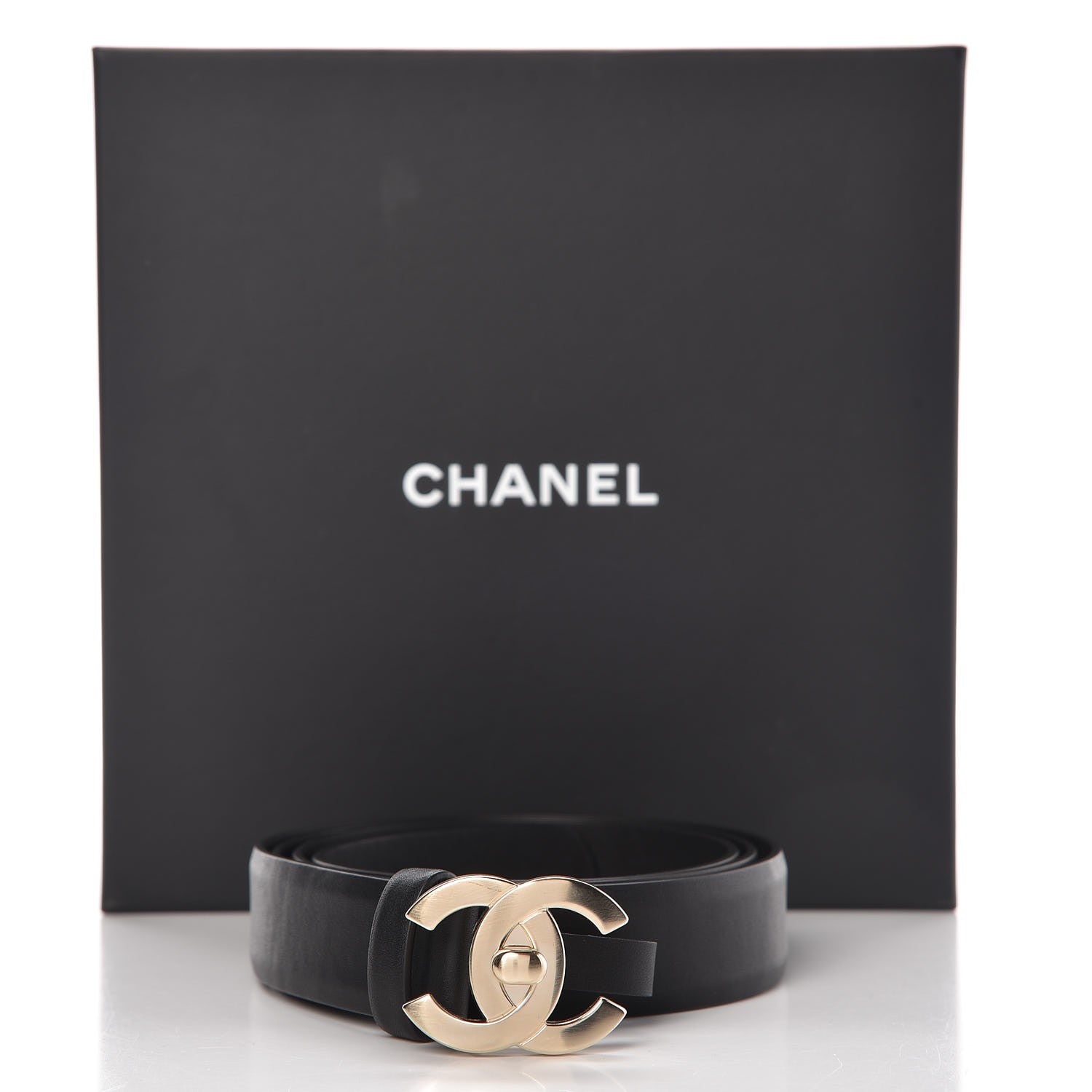 Chanel Calfskin CC Turn Lock Belt 95 38 Black 8 of 8