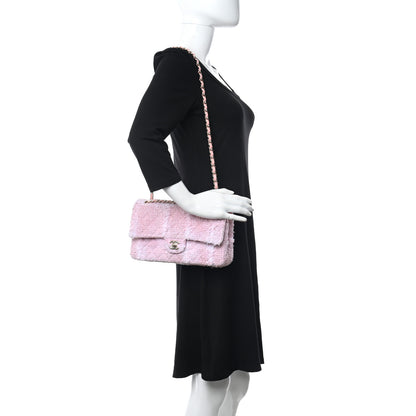 Chanel Tweed Medium Double Flap Light Pink White 2 of 12