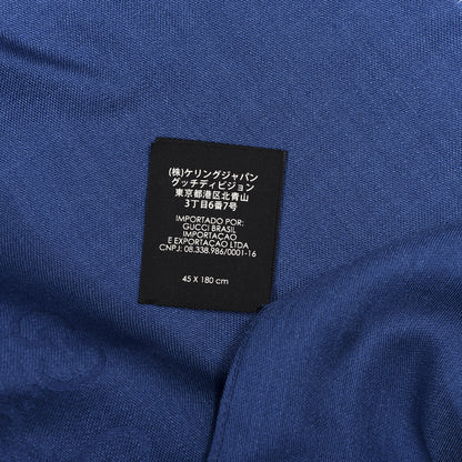 Gucci Wool Silk Jacquard Monogram Scarf Blue 4 of 4