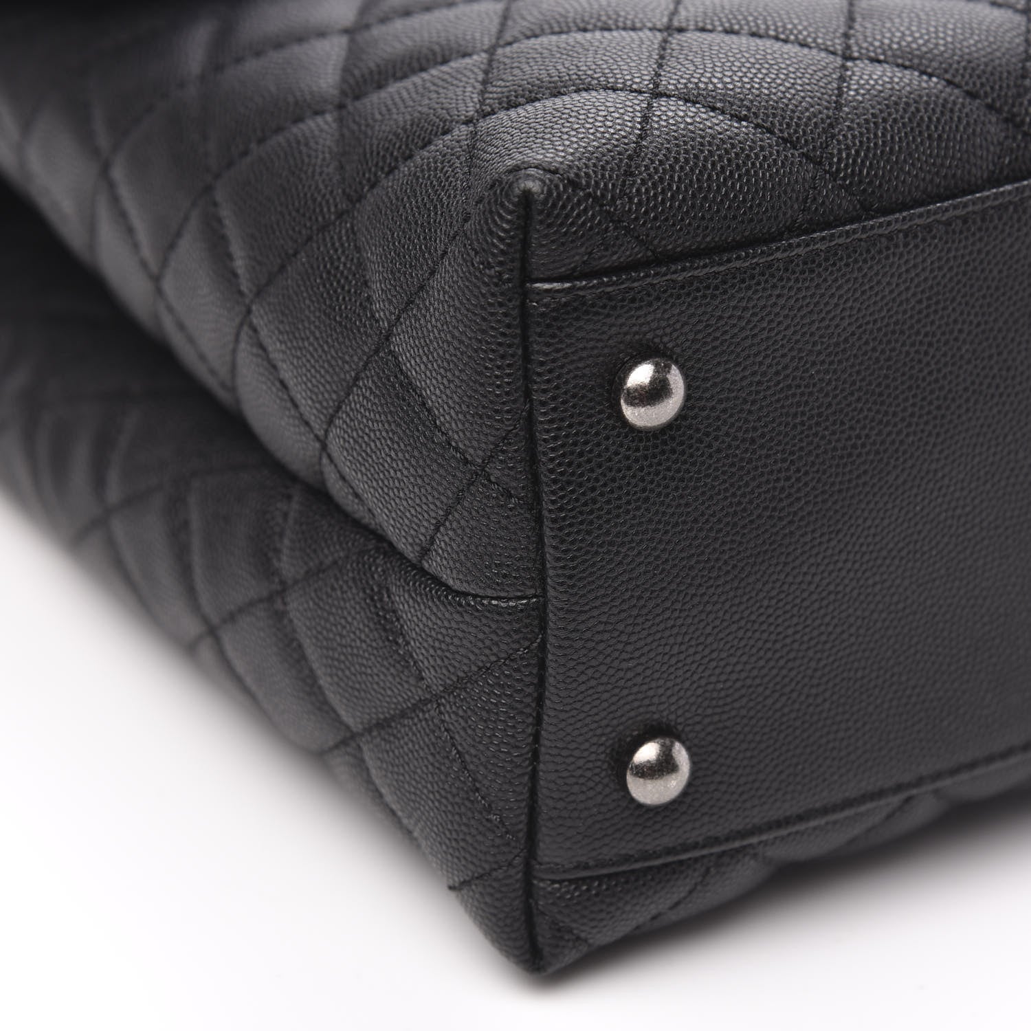 Chanel Caviar Lizard Quilted Large Coco Handle Flap Black 8 of 11