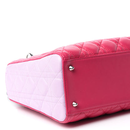 Christian Dior Lambskin Cannage Medium Tri-Color Lady Dior Fuchsia Anemone Black 6 of 11