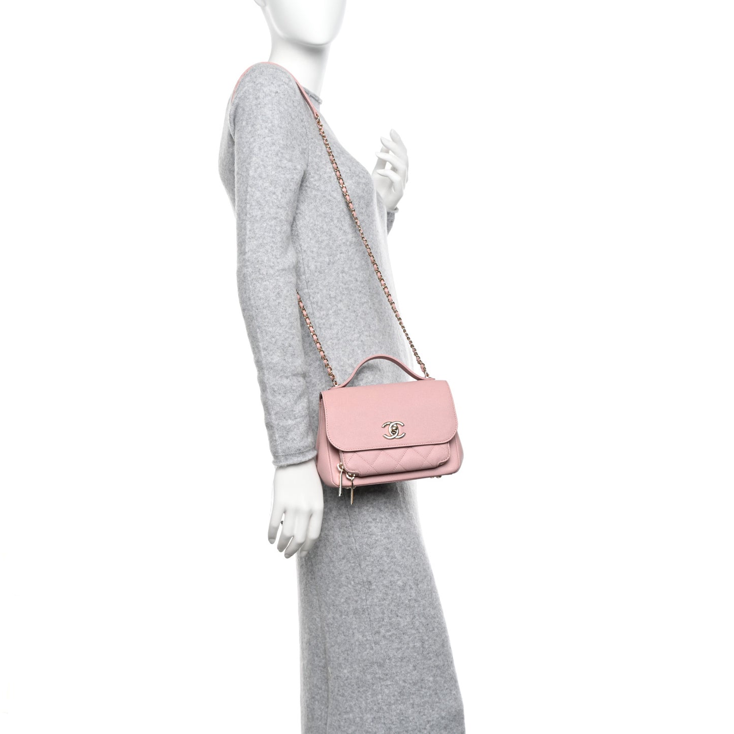Caviar Quilted Small Business Affinity Flap Light Pink