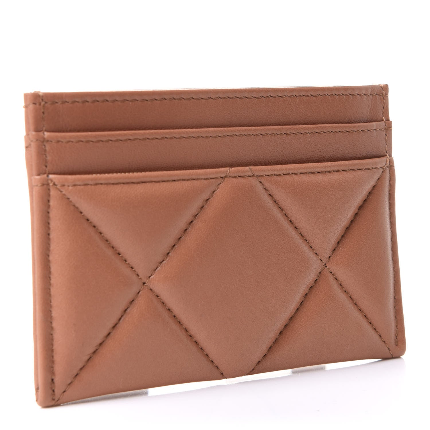 Chanel Lambskin Quilted Chanel 19 Card Holder Brown 3 of 8