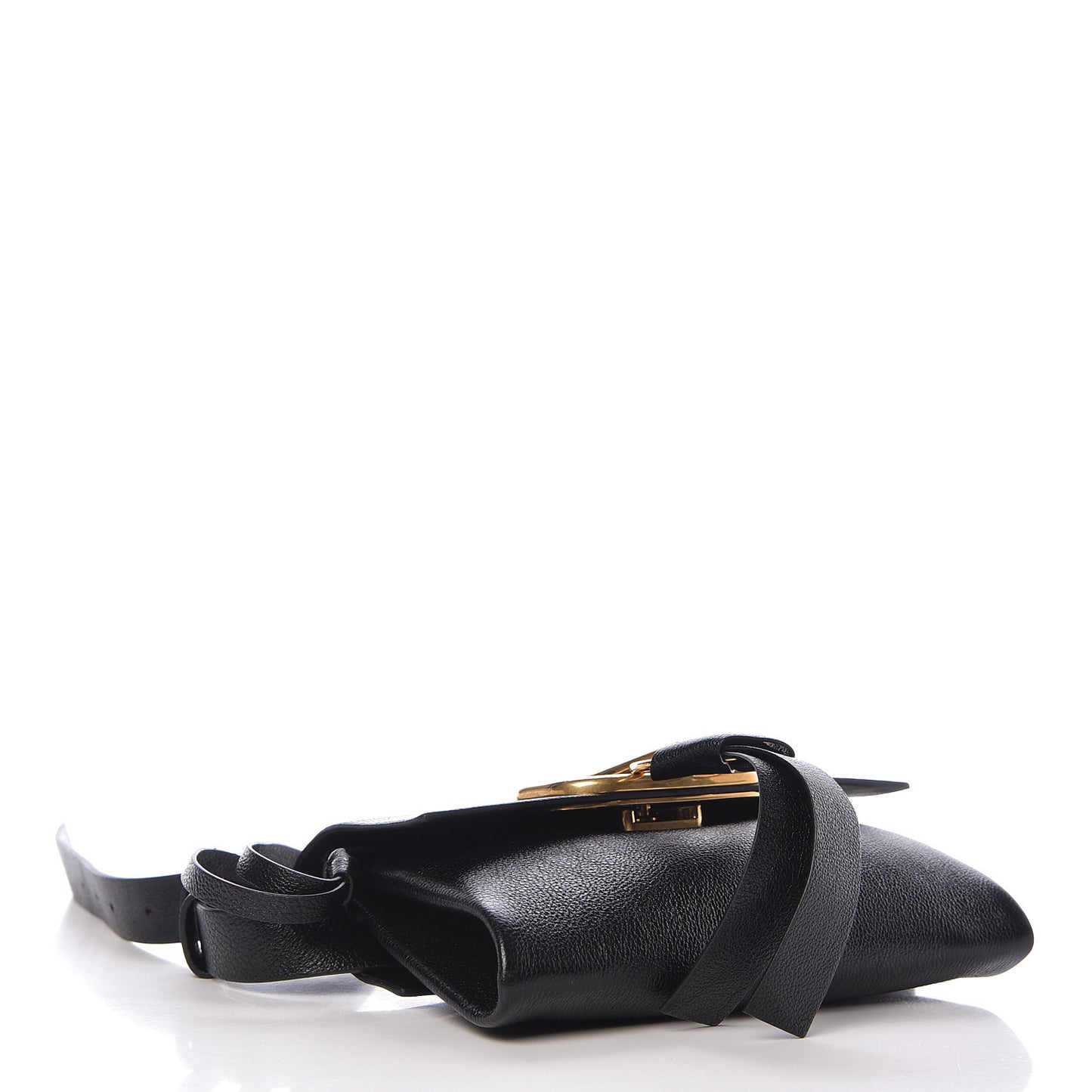 Textured Patent Calfskin VRing Belt Bag Black