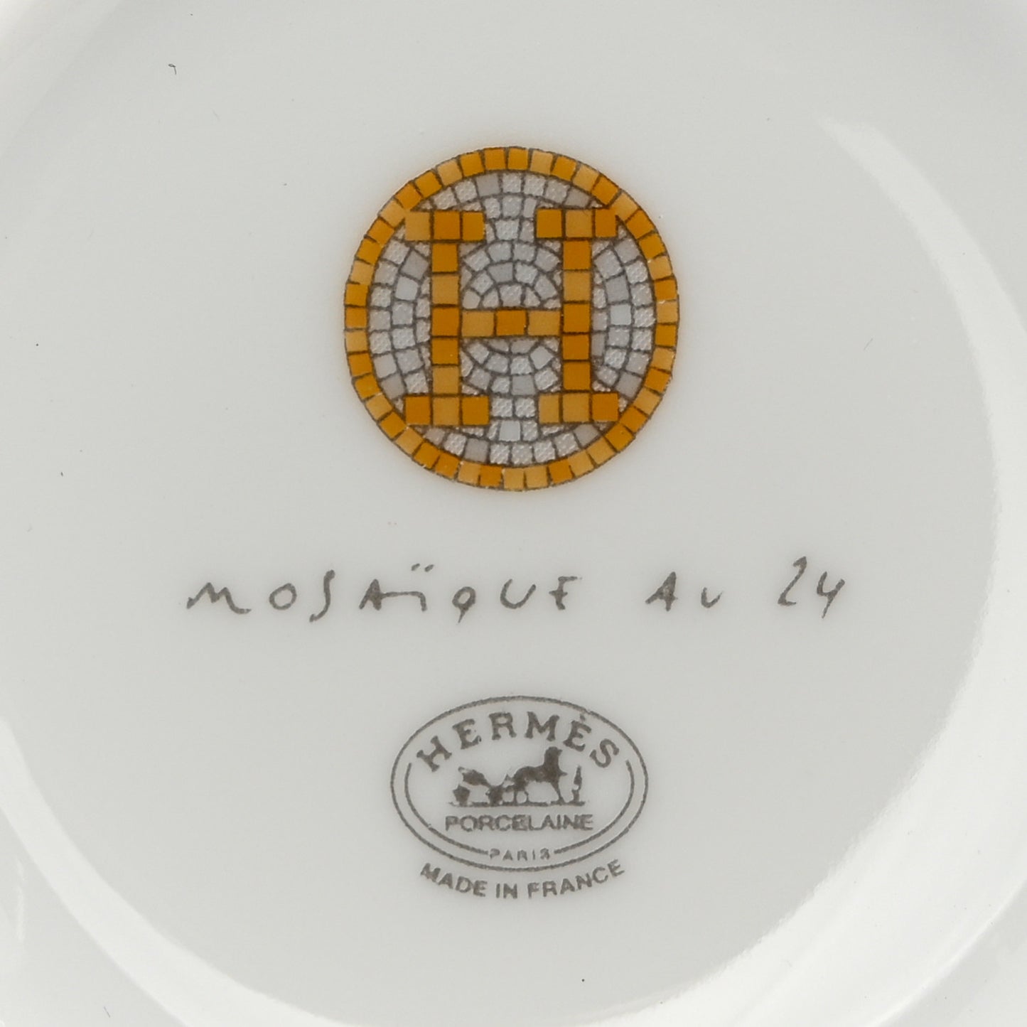 Porcelain Mosaique Au 24 Gold Coffee Cup and Saucer Set of 2