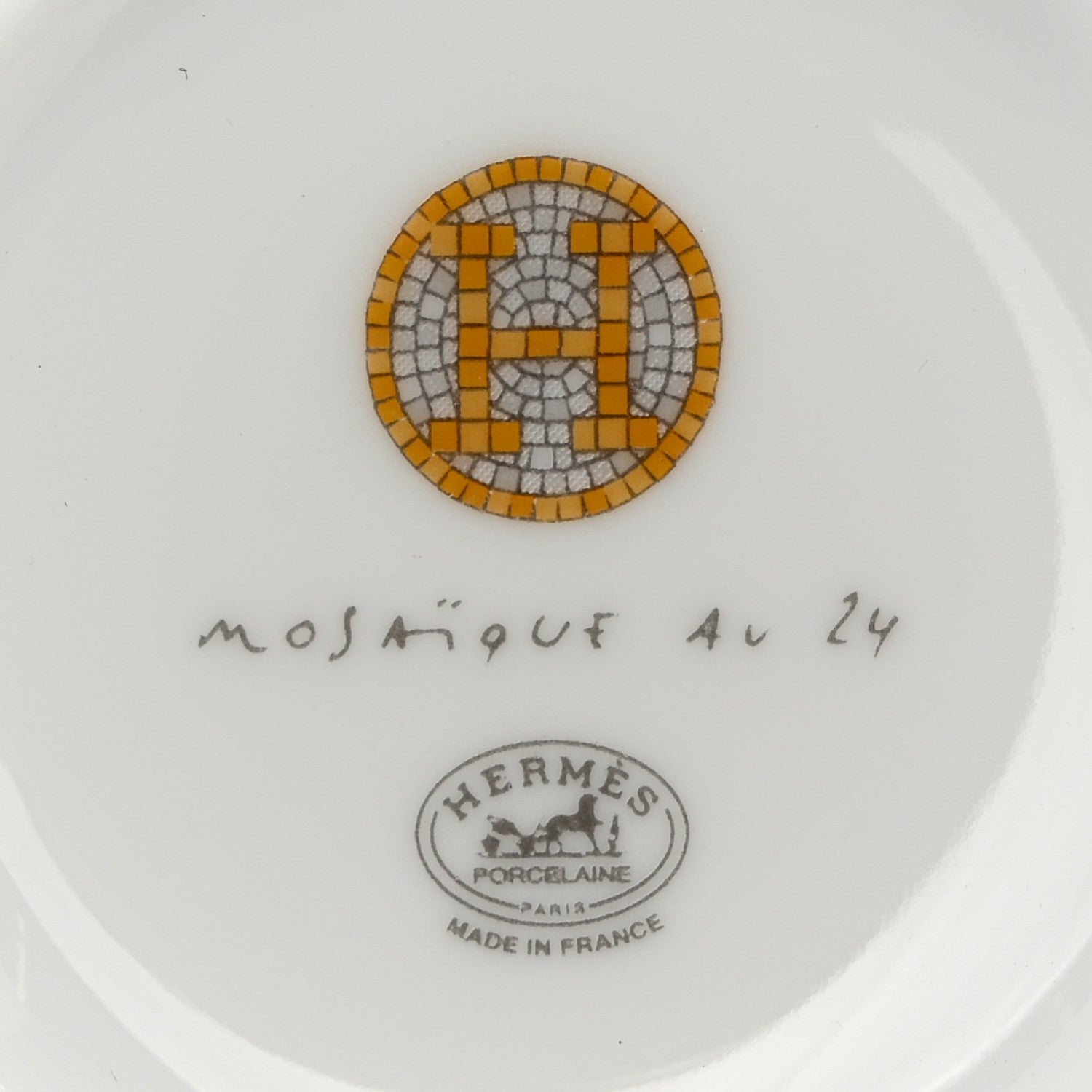 Hermes Porcelain Mosaique Au 24 Gold Coffee Cup and Saucer Set of 2 6 of 12