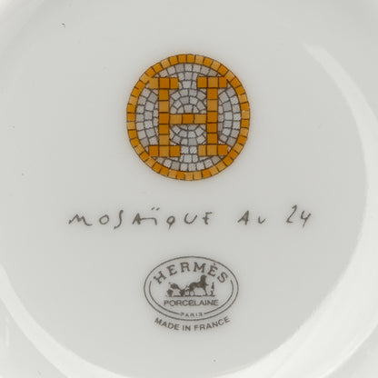 Hermes Porcelain Mosaique Au 24 Gold Coffee Cup and Saucer Set of 2 6 of 12