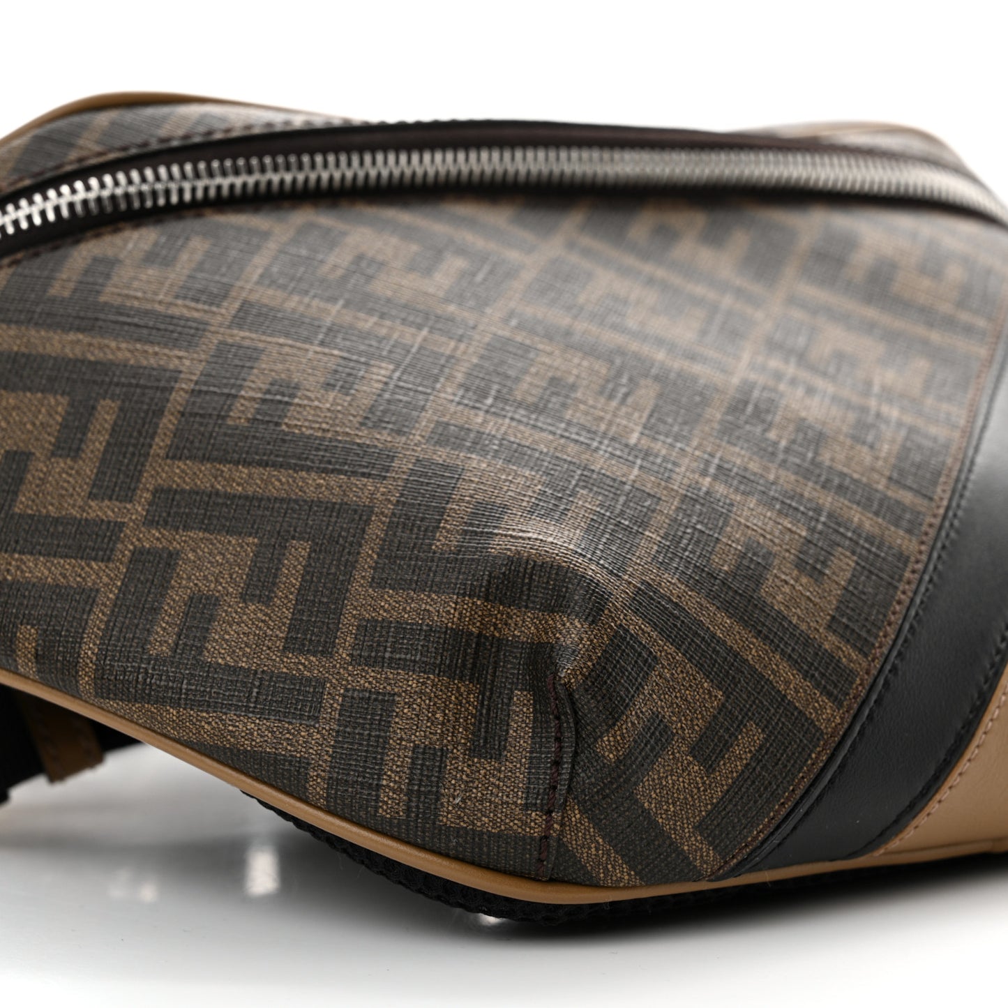 Glazed Fabric Vitello Cover FF 1974 Diagonal Bi-Color Belt Bag Tobacco Moro Sand Black
