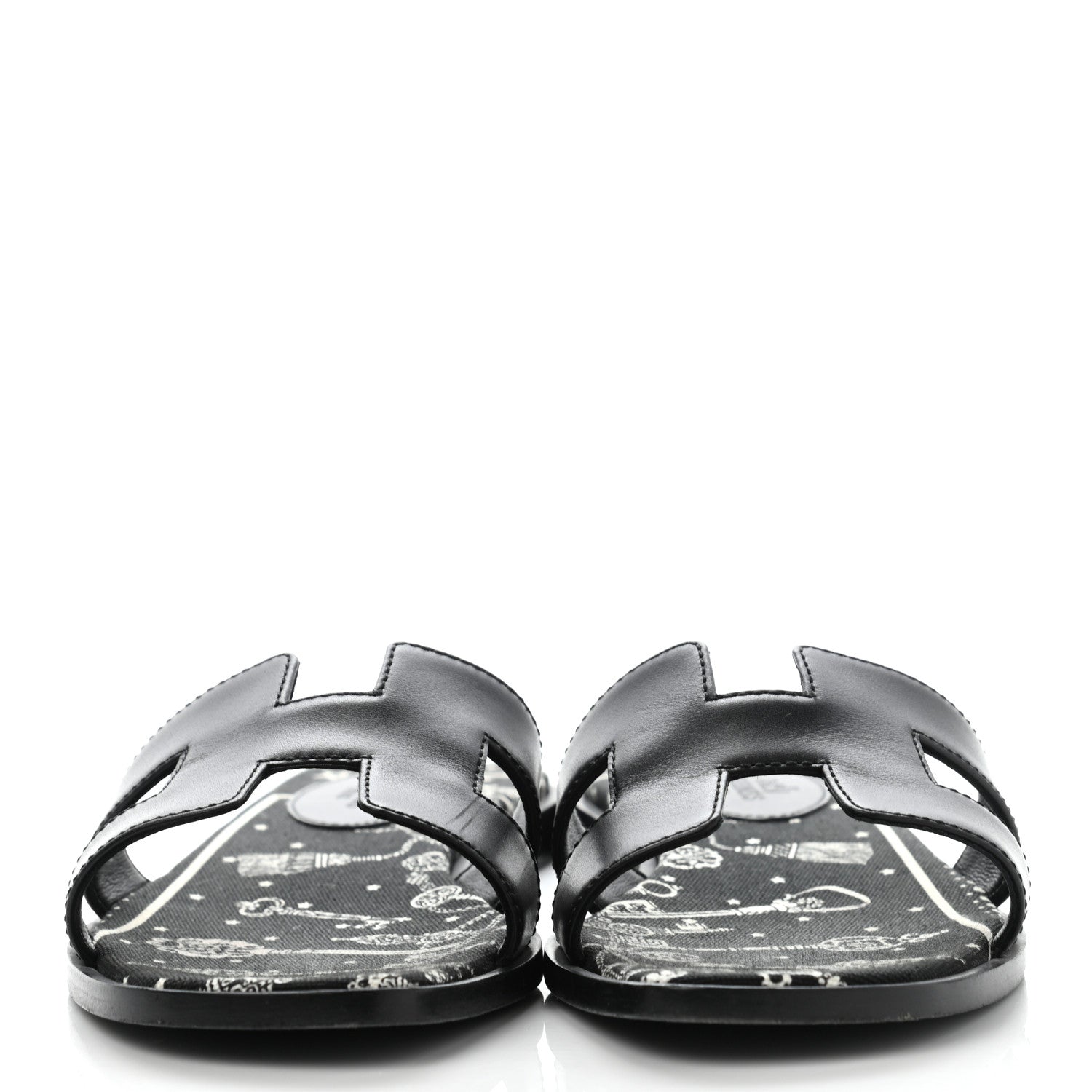 Hermes Box Cotton Canvas Printed Les Cles Bandana Oran Sandals 36 Black 2 of 10