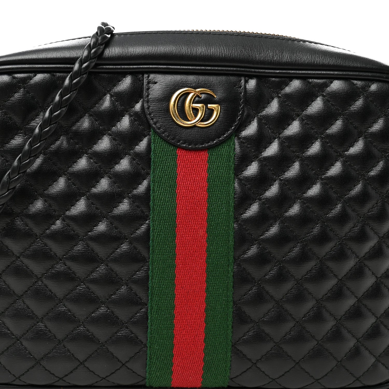 Gucci Calfskin Web Trapuntata Small GG Shoulder Bag Black 8 of 10
