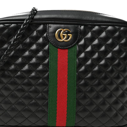Gucci Calfskin Web Trapuntata Small GG Shoulder Bag Black 8 of 10