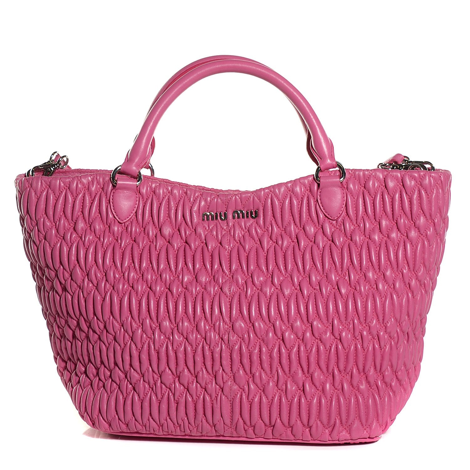 Miu Miu Nappa Matelasse Swarovski Crystal Tote Fuxia 1 of 9