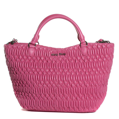 Miu Miu Nappa Matelasse Swarovski Crystal Tote Fuxia 1 of 9