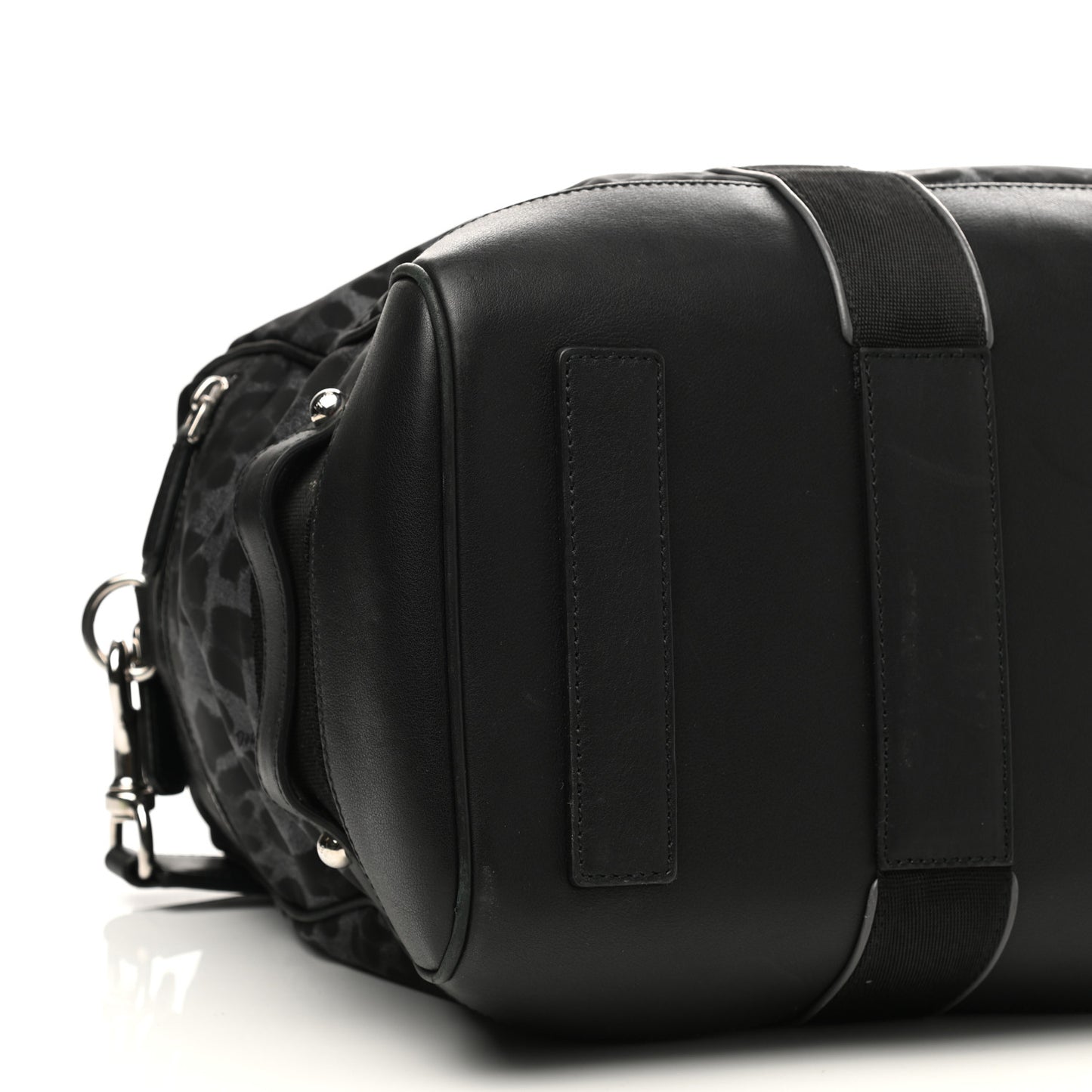 Nylon Leopard Print Duffle Bag Grey Black