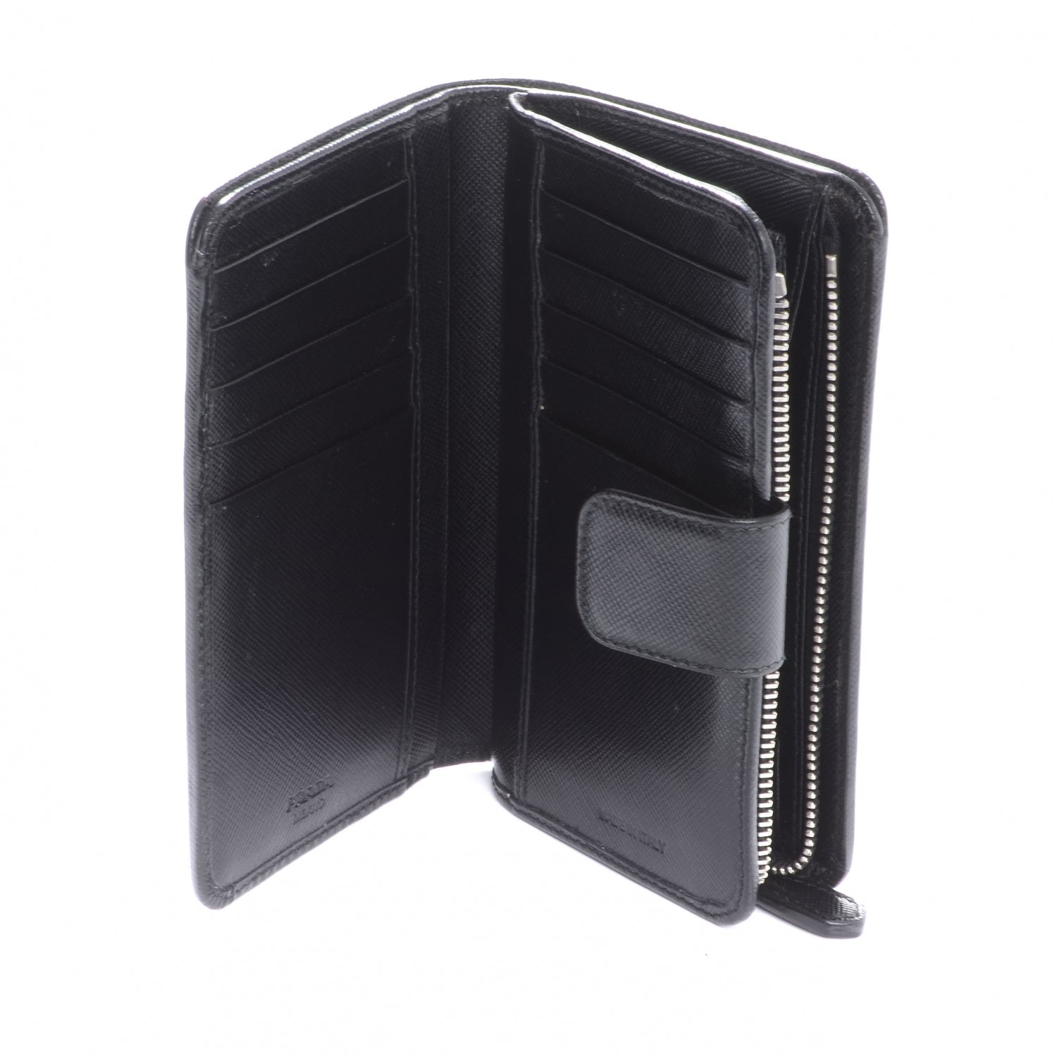 Prada Vitello Daino Compact Wallet Nero Black 5 of 10