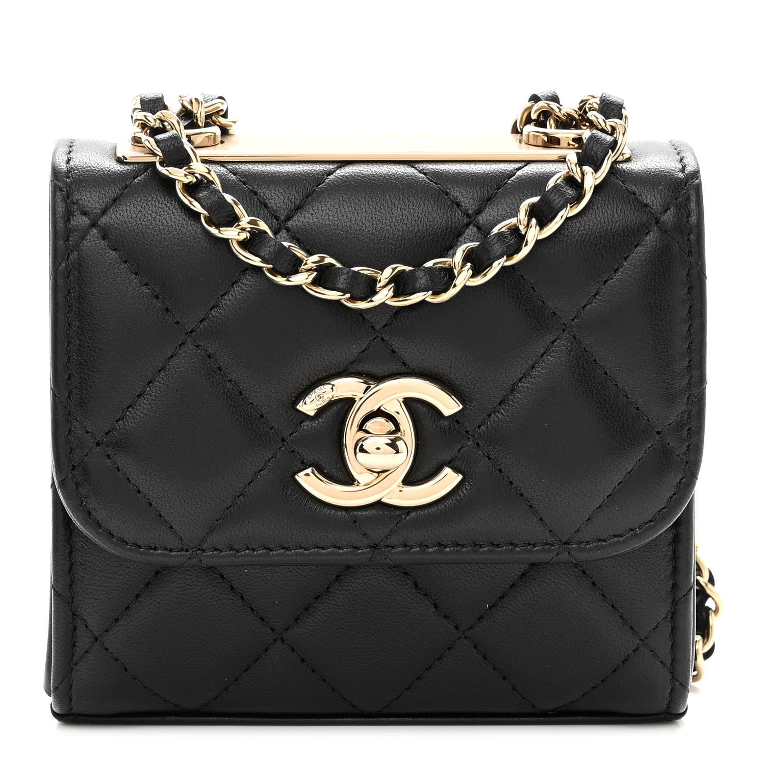 Chanel Lambskin Quilted Mini Trendy CC Chain Wallet Black 1 of 9