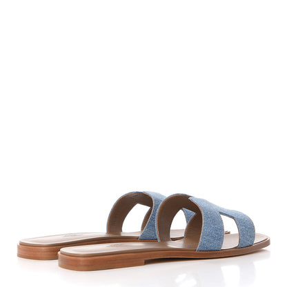 Hermes Denim Canvas Oran Sandals 40 Bleu Clair 6 of 16