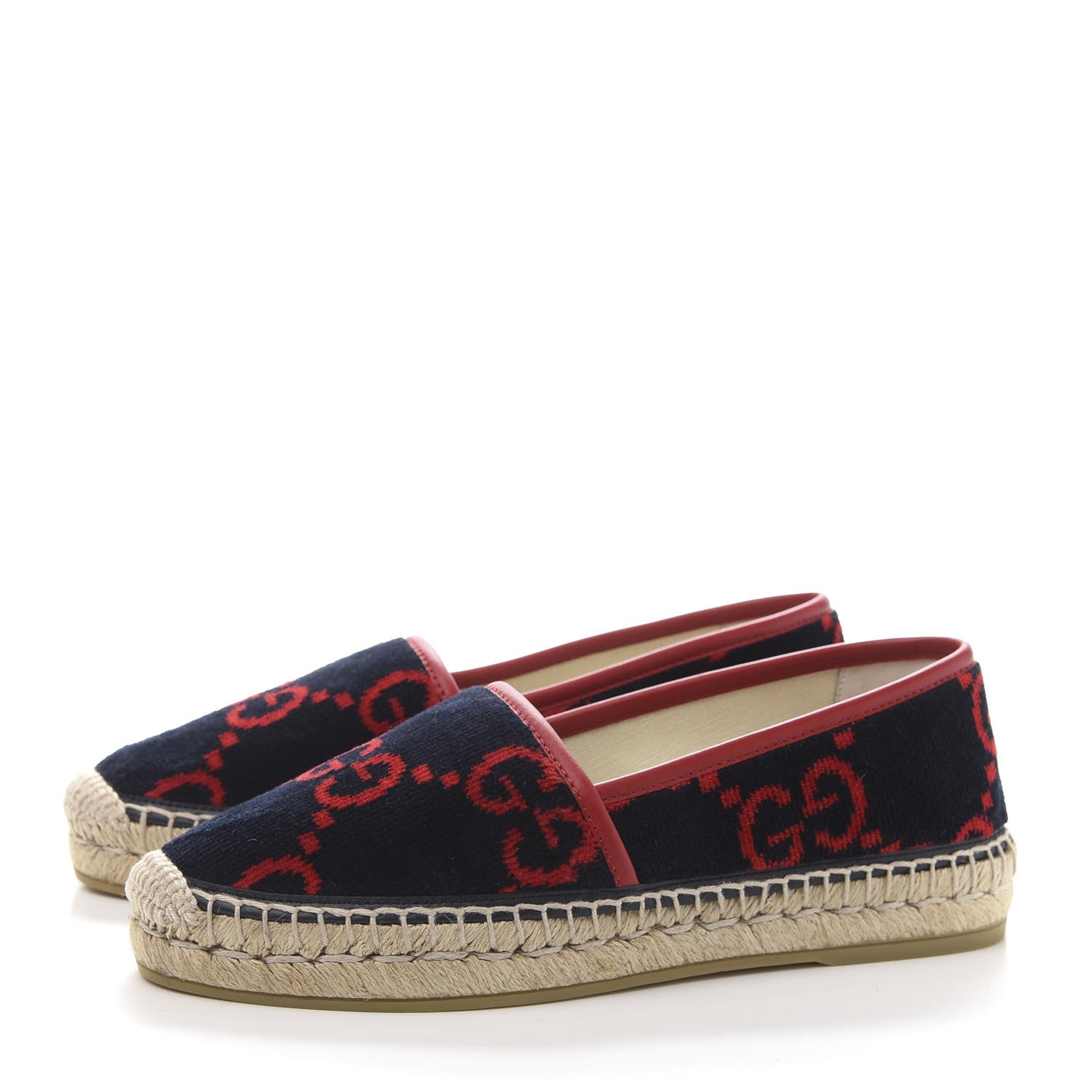 Gucci Terry Cloth GG Monogram Espadrilles 37.5 Blue Red 3 of 9