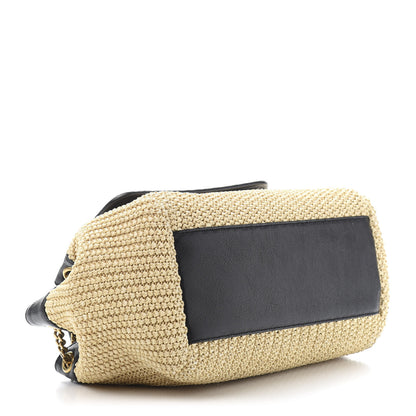 Saint Laurent Raffia Calfskin Small Nolita Shoulder Bag Natural Black 4 of 9