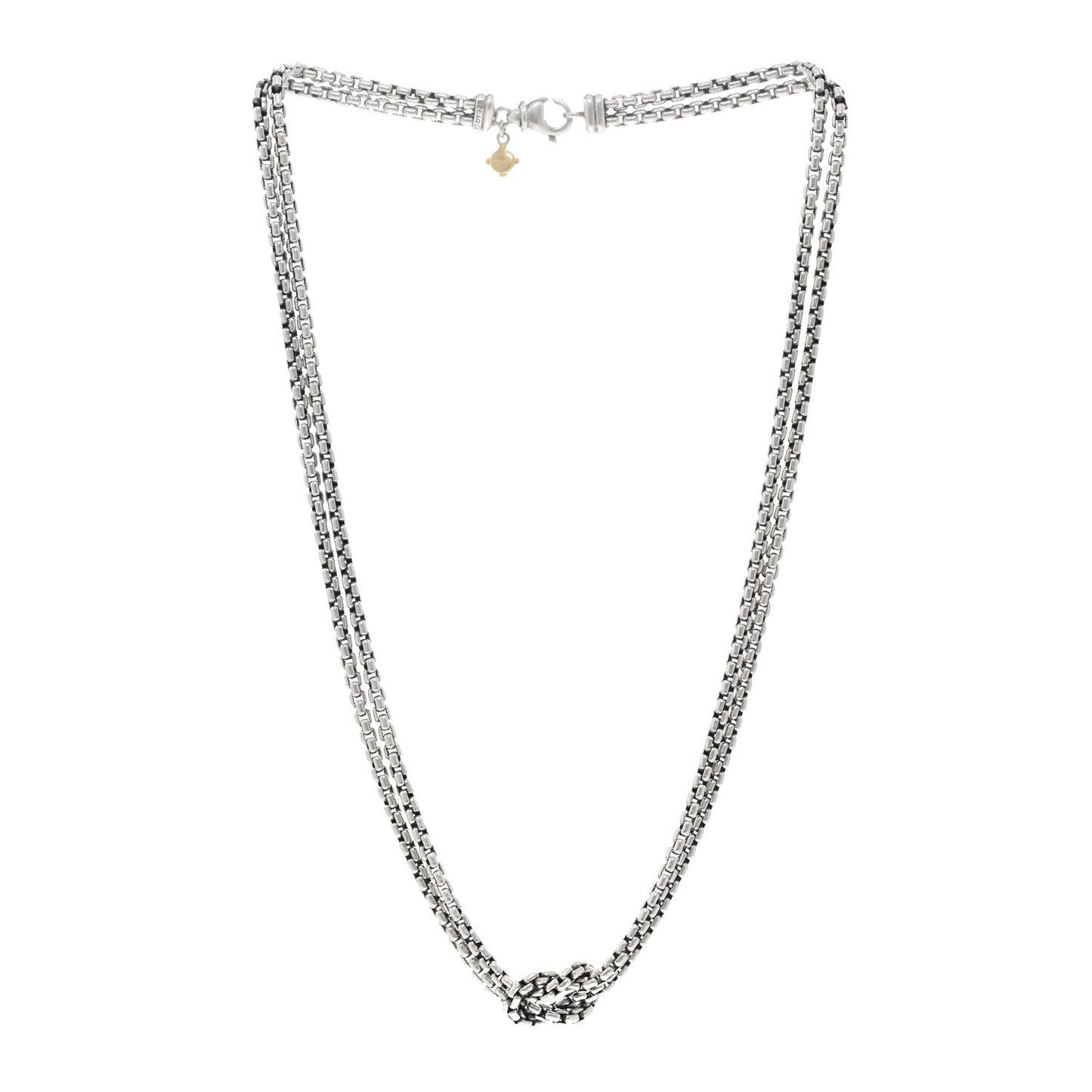 Sterling Silver 18K Yellow Gold Knot Double Box Chain Necklace