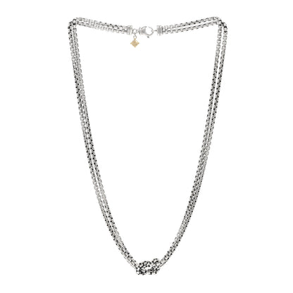 David Yurman Sterling Silver 18K Yellow Gold Knot Double Box Chain Necklace 3 of 5