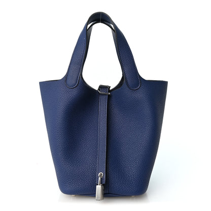 Hermes Taurillon Maurice Picotin Lock 18 PM Bleu Saphir 1 of 10