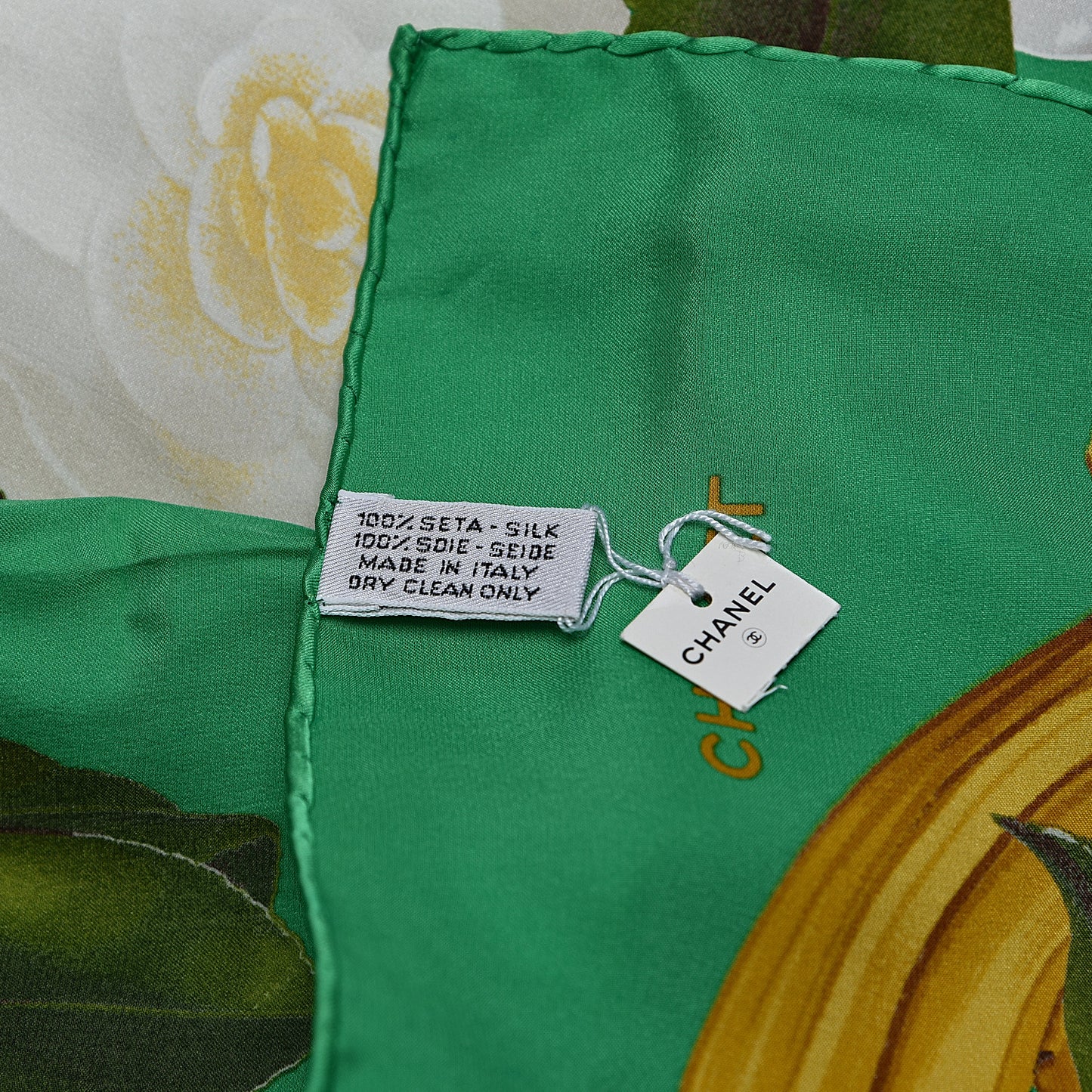 Silk Flower Square Scarf Green