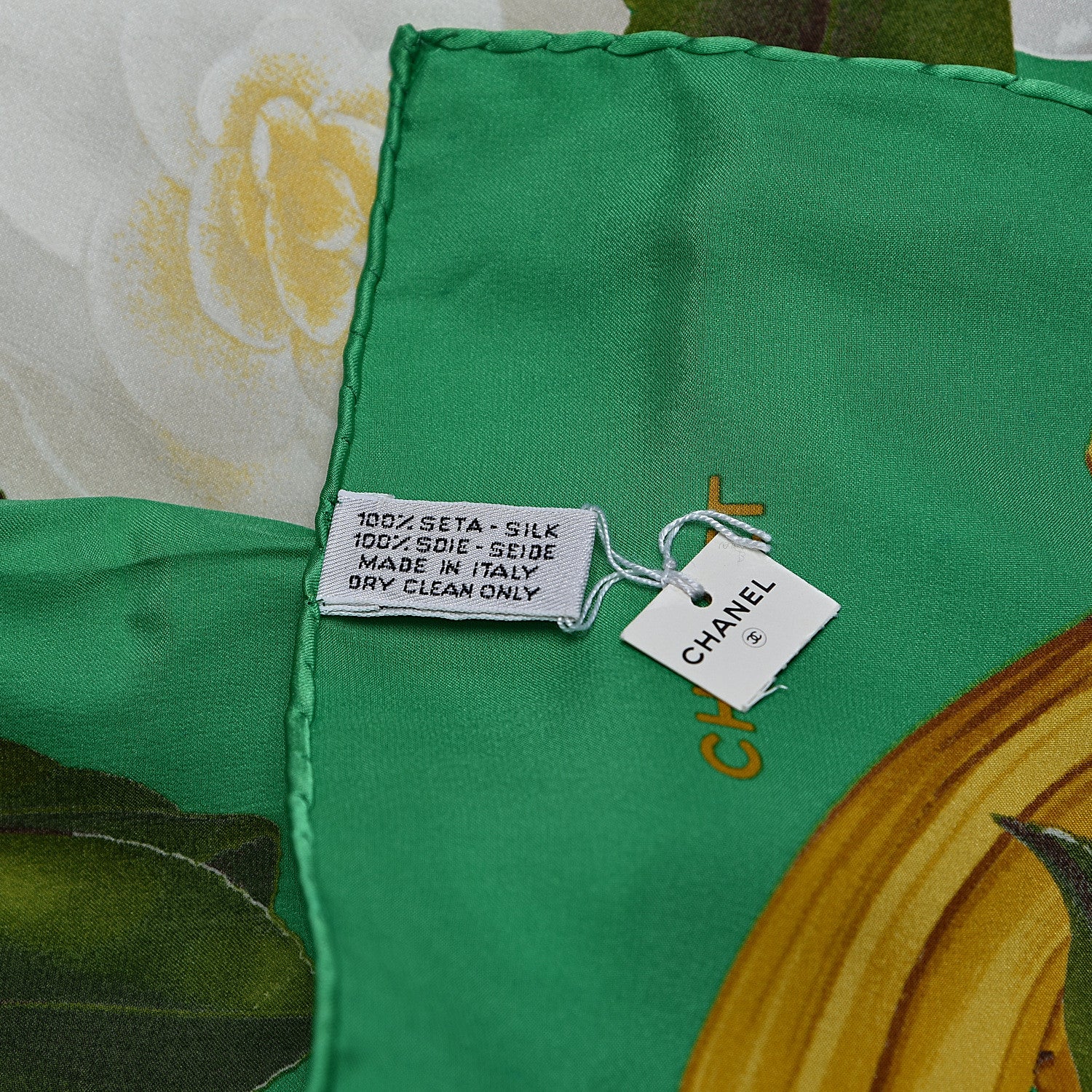 Chanel Silk Flower Square Scarf Green 3 of 10