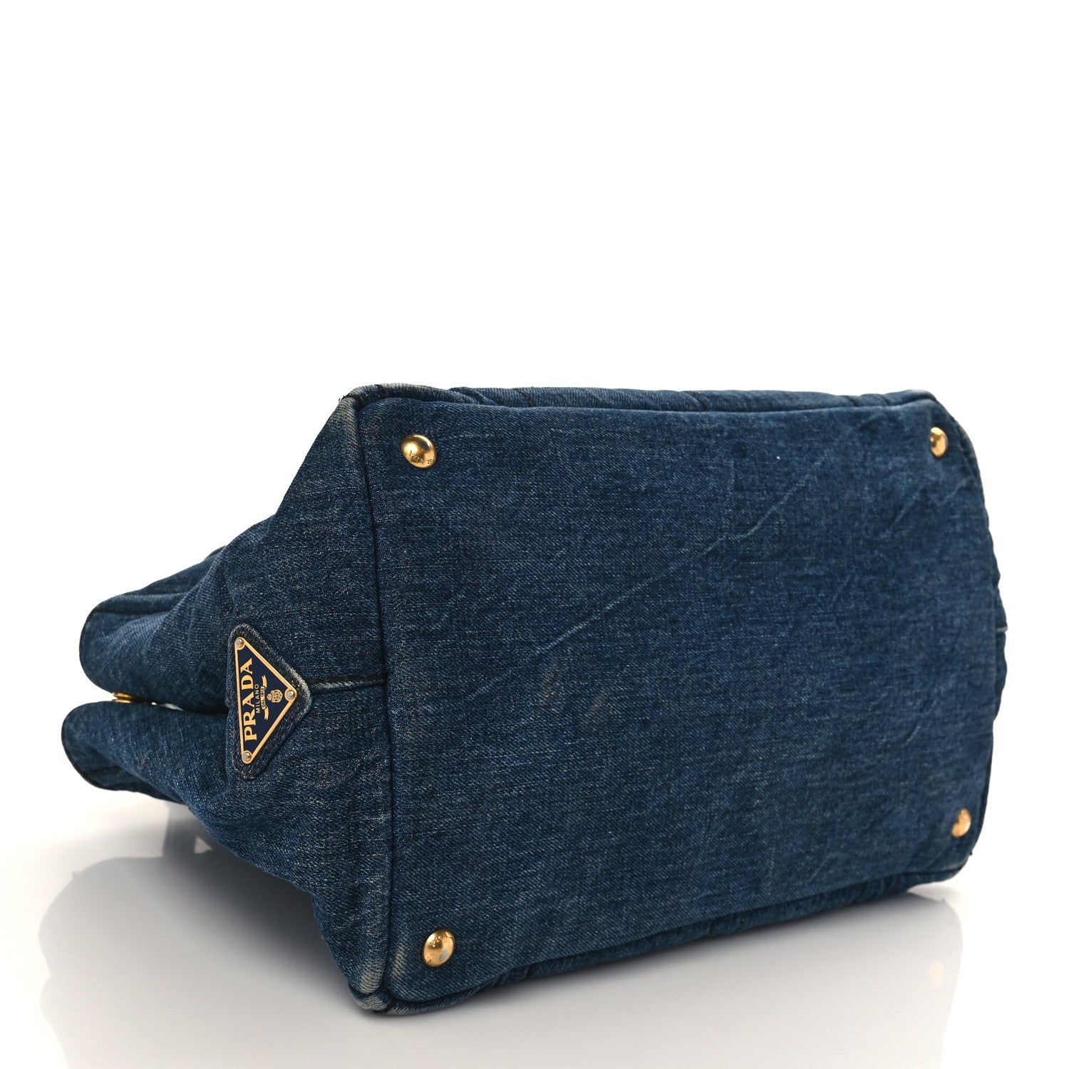 Prada Denim Logo Tote Bleu 4 of 8