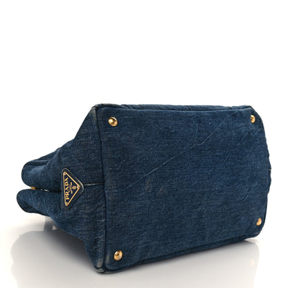 Prada Denim Logo Tote Bleu 4 of 8