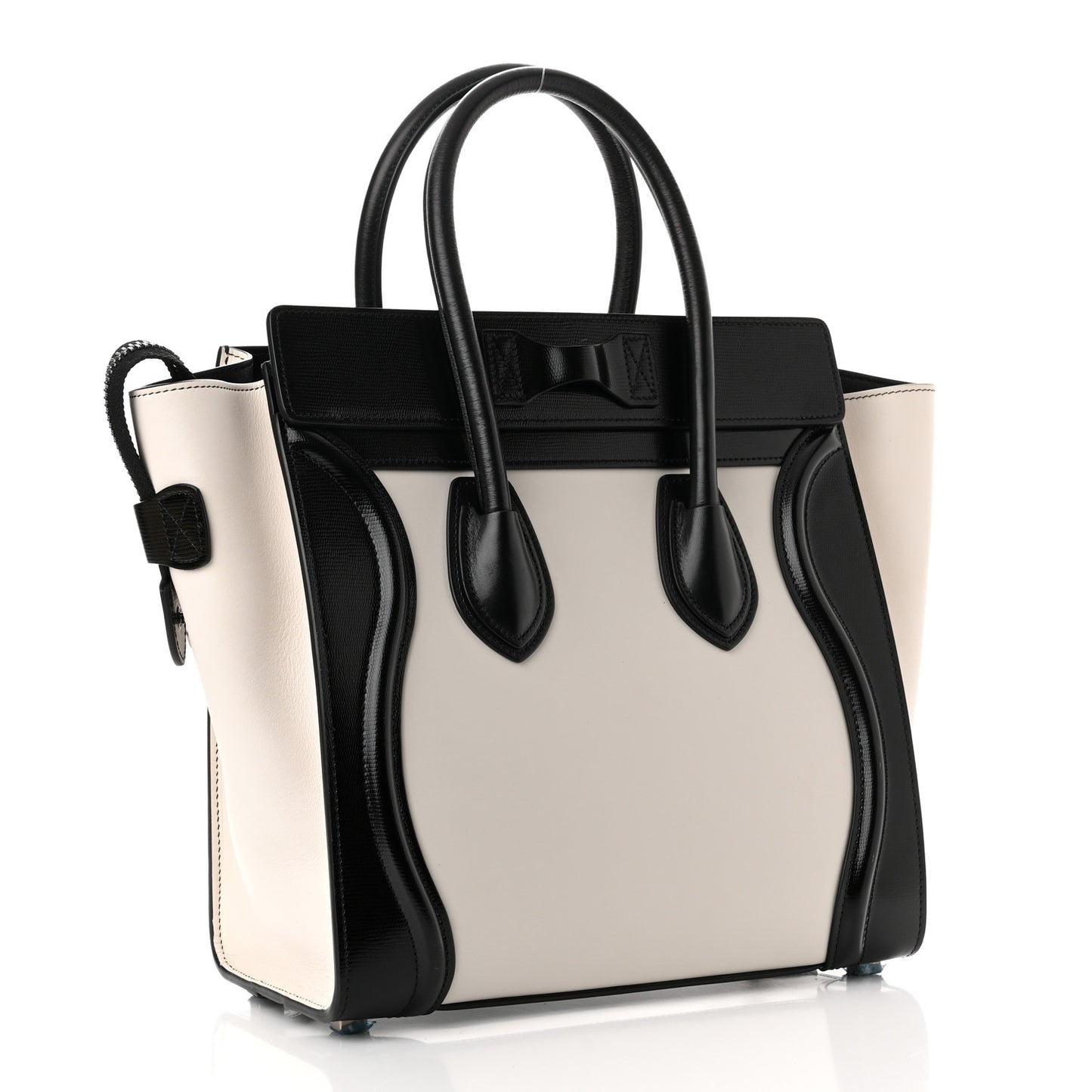 Smooth Calfskin Lizard Embossed Micro Luggage White Black