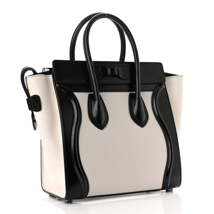 Celine Smooth Calfskin Lizard Embossed Micro Luggage White Black 3 of 17